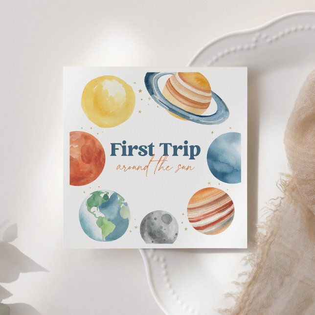 First Trip Around the Sun Outer Space Birthday Napkins (Creator Uploaded)