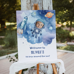 First trip around the sun Outer Space Welcome Foam Board