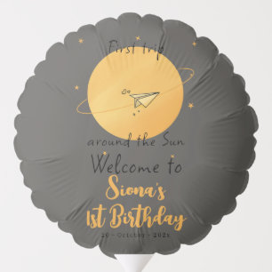 First Trip Around The Sun Paper Airplane Birthday Balloon