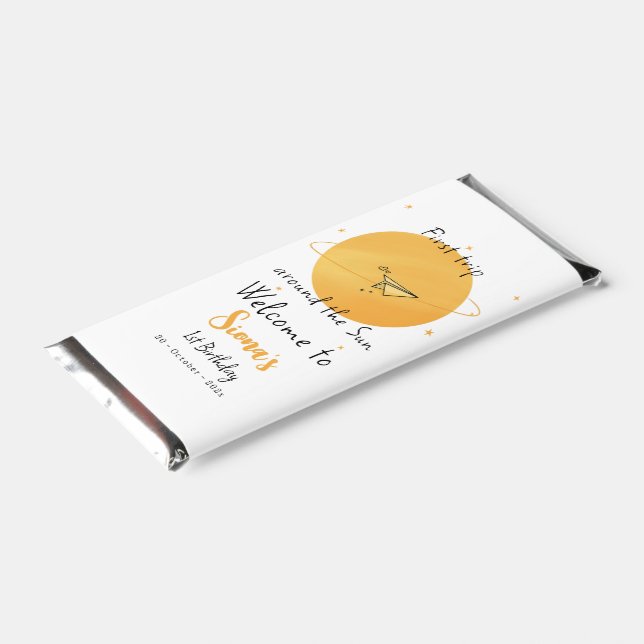First Trip Around The Sun Paper Airplane Birthday Hershey Bar Favors (Angled)