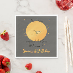 First Trip Around The Sun Paper Airplane Birthday Napkins