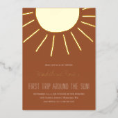 First Trip Around The Sun | Photo Birthday   Foil Invitation (Front)