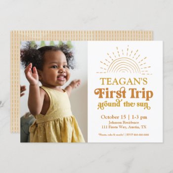 First Trip Around The Sun Photo First Birthday Invitation by Charmworthy at Zazzle