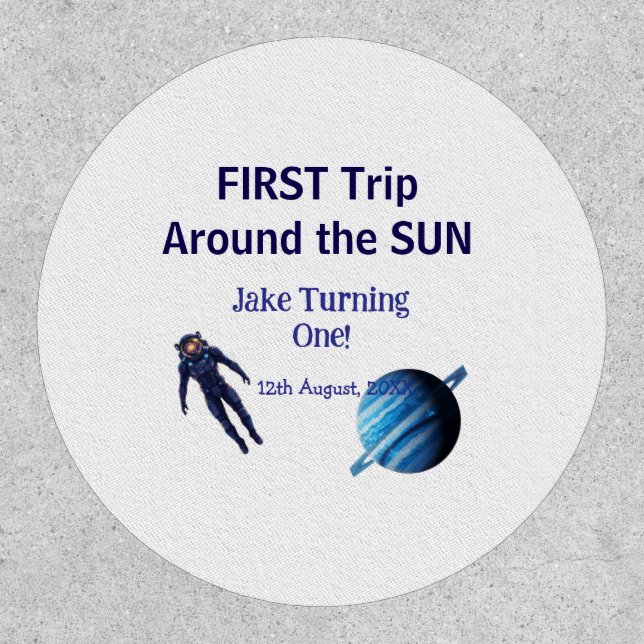 First trip around the sun planet astronaut birthda patch (Front)