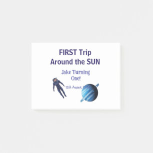 First trip around the sun planet astronaut birthda post-it notes