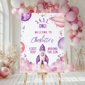 First Trip Around The Sun Purple Birthday Welcome Poster