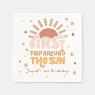 First Trip Around The Sun Retro 1st Birthday Napkins