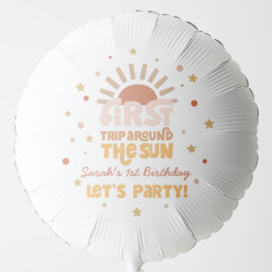 First Trip Around The Sun Retro Groovy Birthday Balloon