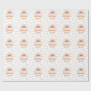 First Trip Around The Sun Retro Groovy Birthday Wrapping Paper