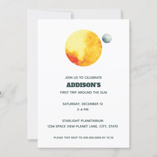 First trip around the sun space 1st bday download invitation