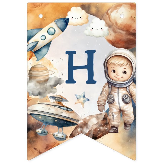 First Trip Around the Sun Space 1st Birthday Bunting Flags (Second Flag)