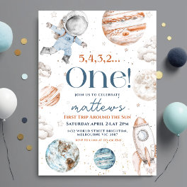 First Trip Around the Sun Space 1st Birthday Invitation