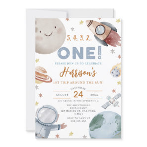 First Trip Around the Sun Space 1st Birthday Invitation