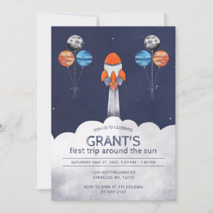First Trip Around the Sun Space 1st Birthday Invitation