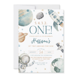 First Trip Around the Sun Space 1st Birthday Invitation