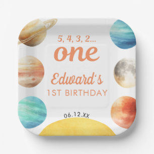 First Trip Around The Sun Space 1st Birthday Paper Plates