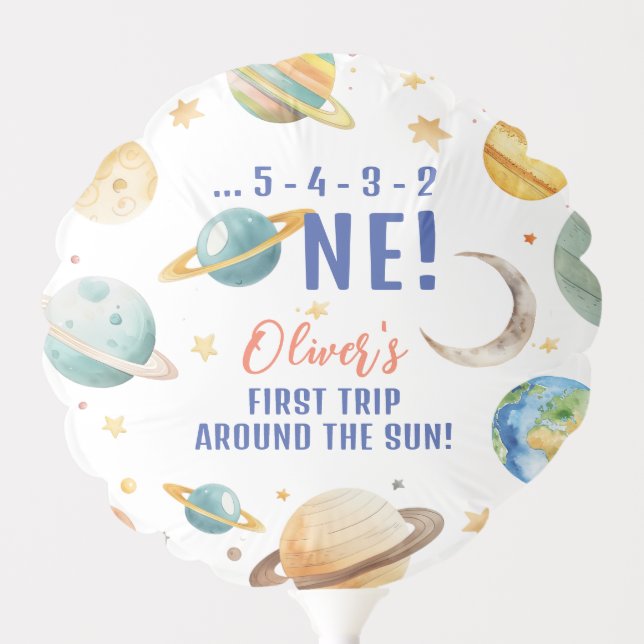 First Trip Around The Sun Space 1st Birthday Party Balloon (Front)