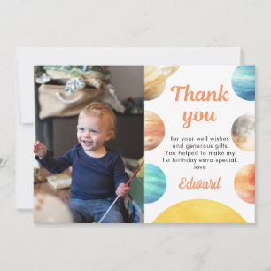 First Trip Around The Sun Space 1st Birthday Thank You Card