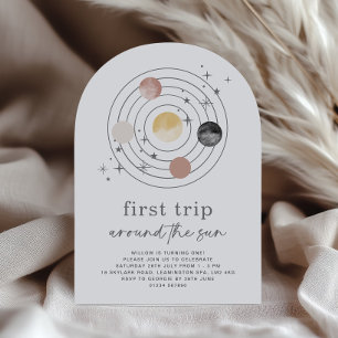 First Trip Around The Sun Space Arch Birthday Invitation