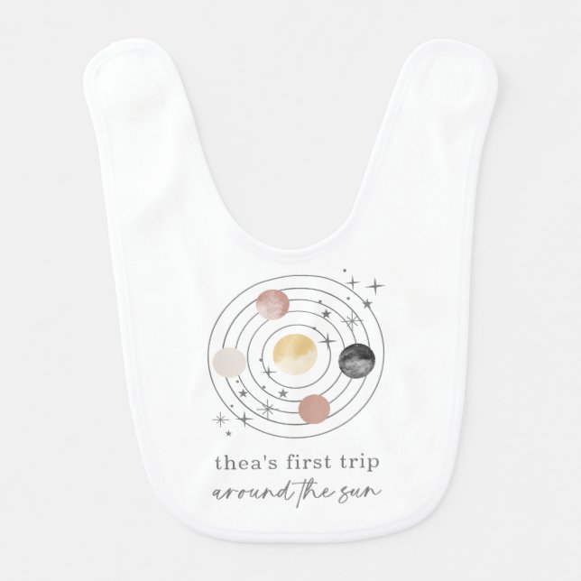 First Trip Around The Sun Space Baby Bib (Front)