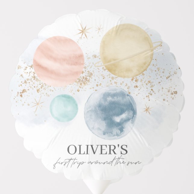 First Trip Around The Sun Space Birthday Balloon (Front)