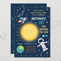 First Trip Around The Sun Space Birthday Invitation