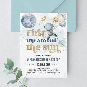 First Trip Around the Sun Space Birthday Invite