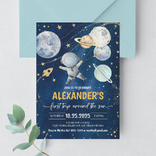 First Trip Around the Sun Space Birthday Invite