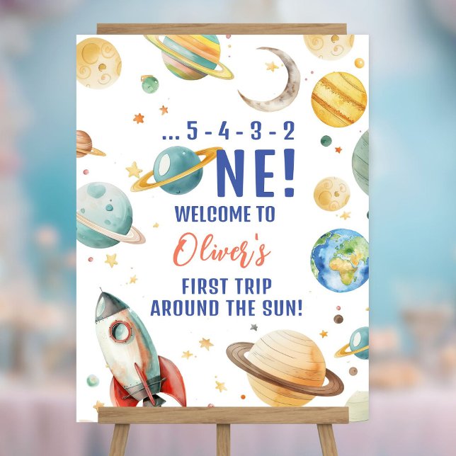 First Trip Around The Sun Space Boy 1st Birthday Foam Board (Creator Uploaded)