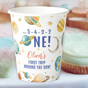 First Trip Around The Sun Space Boy 1st Birthday Paper Cups