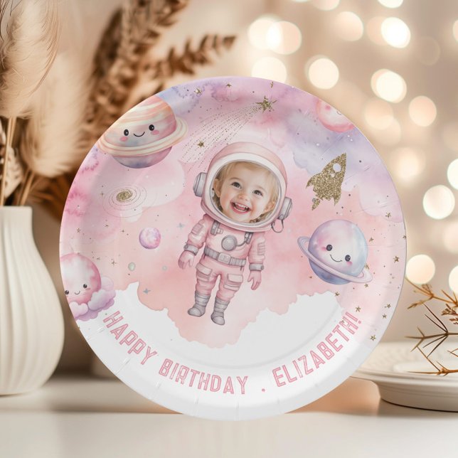 First trip around the sun Space Girl Astronaut Paper Plates (Creator Uploaded)