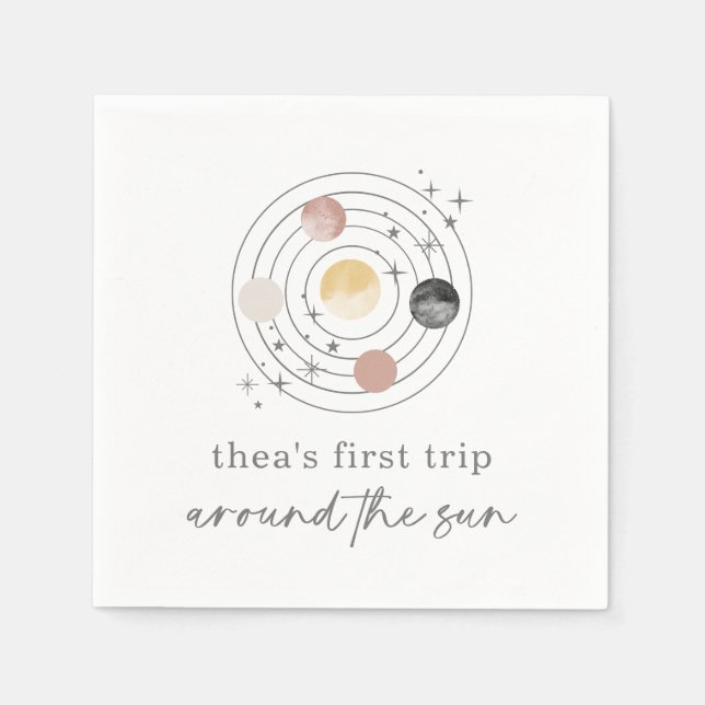 First Trip Around The Sun Space Napkins (Front)