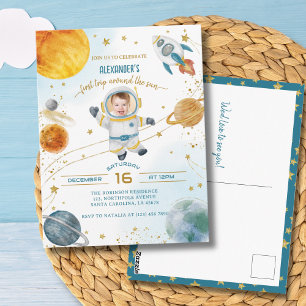 First Trip Around the Sun Space Photo Birthday Postcard