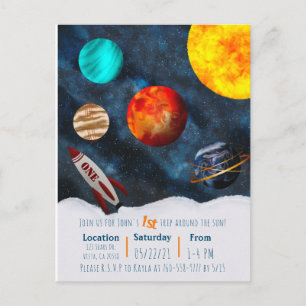 First Trip Around the Sun Space Theme Boy Planets Postcard