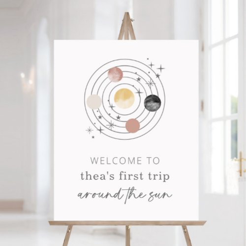 First Trip Around The Sun Space Welcome Sign