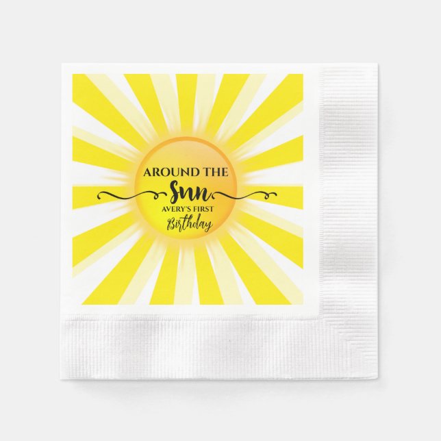 First Trip around the Sun Summer Birthday Party  Napkins (Front)