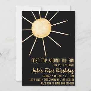 First Trip Around the Sun, Sunray 1st Birthday Invitation