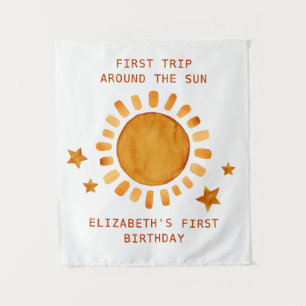 First Trip Around The Sun- Sunshine 1st Birthday Tapestry
