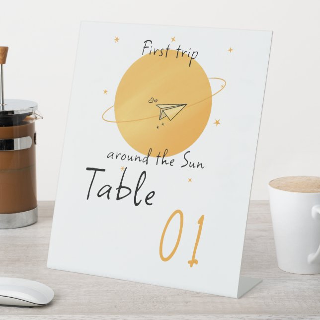 First Trip Around The Sun Table Numbers Pedestal Sign (In SItu)