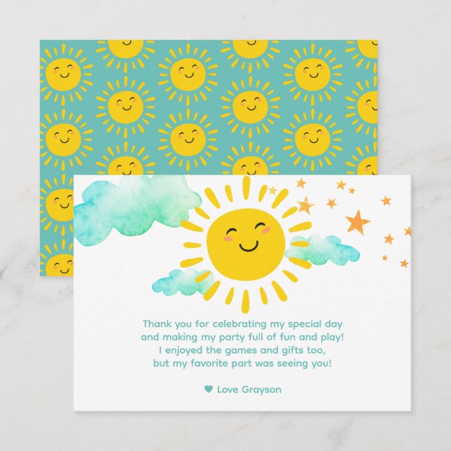 First Trip Around The Sun Thank You Card (Front/Back)