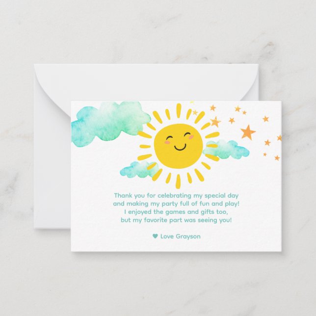 First Trip Around The Sun Thank You Note Card (Front)