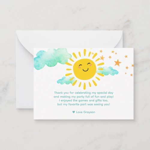 First Trip Around The Sun Thank You Note Card