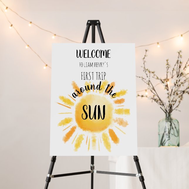 First Trip Around The Sun Welcome 1st Birthday  Foam Board (In Situ (Stand))