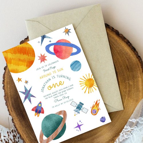 First trip Space astronaut First Birthday Invitation