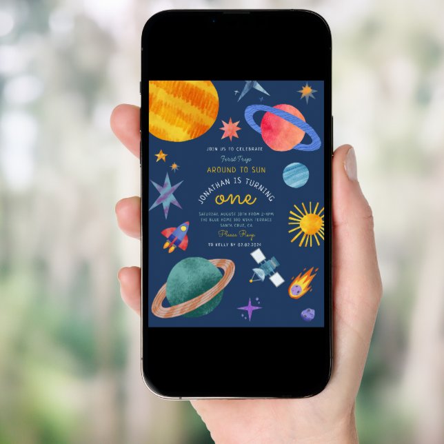 First trip Space Astronaut  One birthday Invitation (Front Digital)
