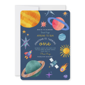 First trip Space Astronaut  One birthday Invitation