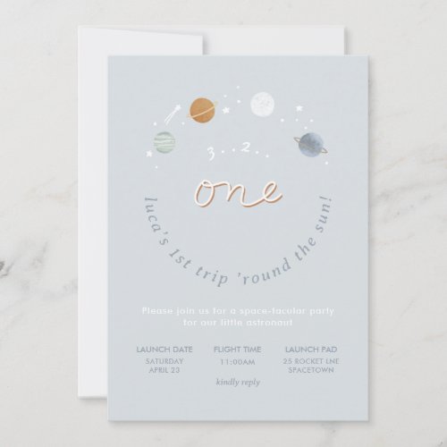 First Trip Space Theme 1st Birthday Invitation 3