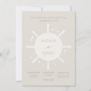 ‘First Trip’ Sun Stars Space 1st Birthday Invitation