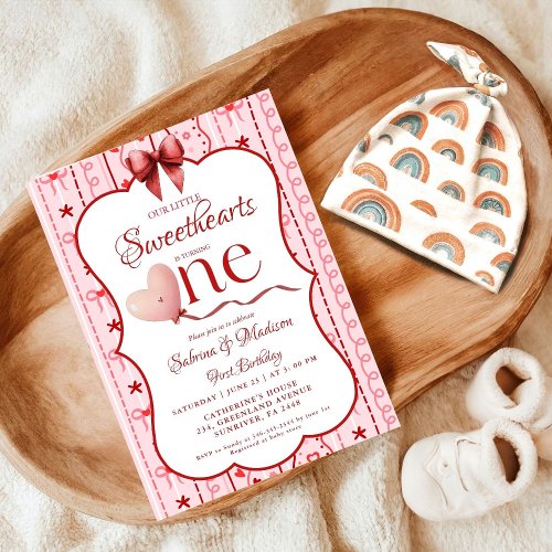 First Twin  Birthday valentine baby birthday party