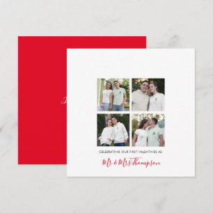 First Valentine as Mr and Mrs 4 photo collage Holiday Card